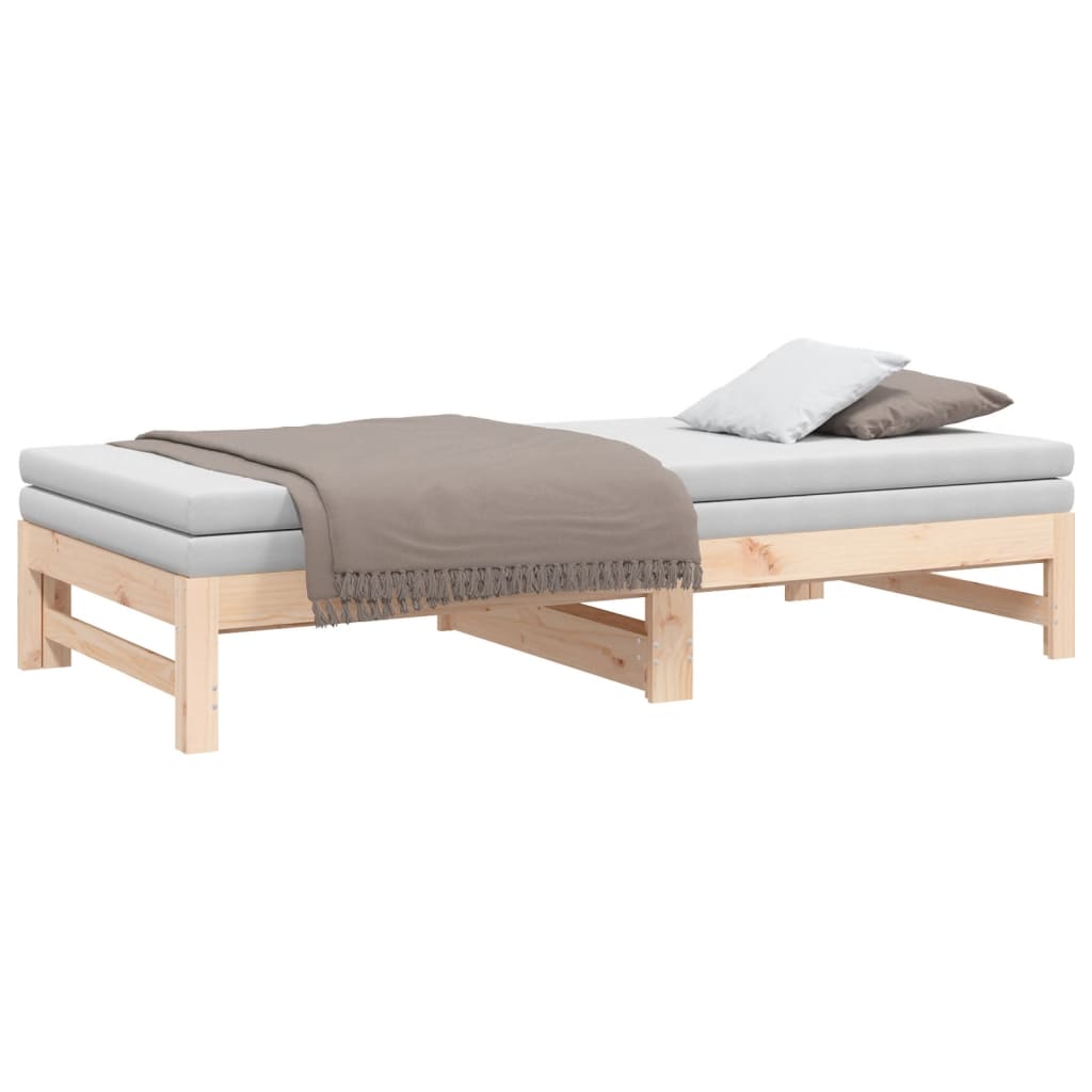 vidaXL Καναπές Κρεβάτι Συρόμενος 2x(75x190) εκ. Μασίφ Ξύλο Πεύκου