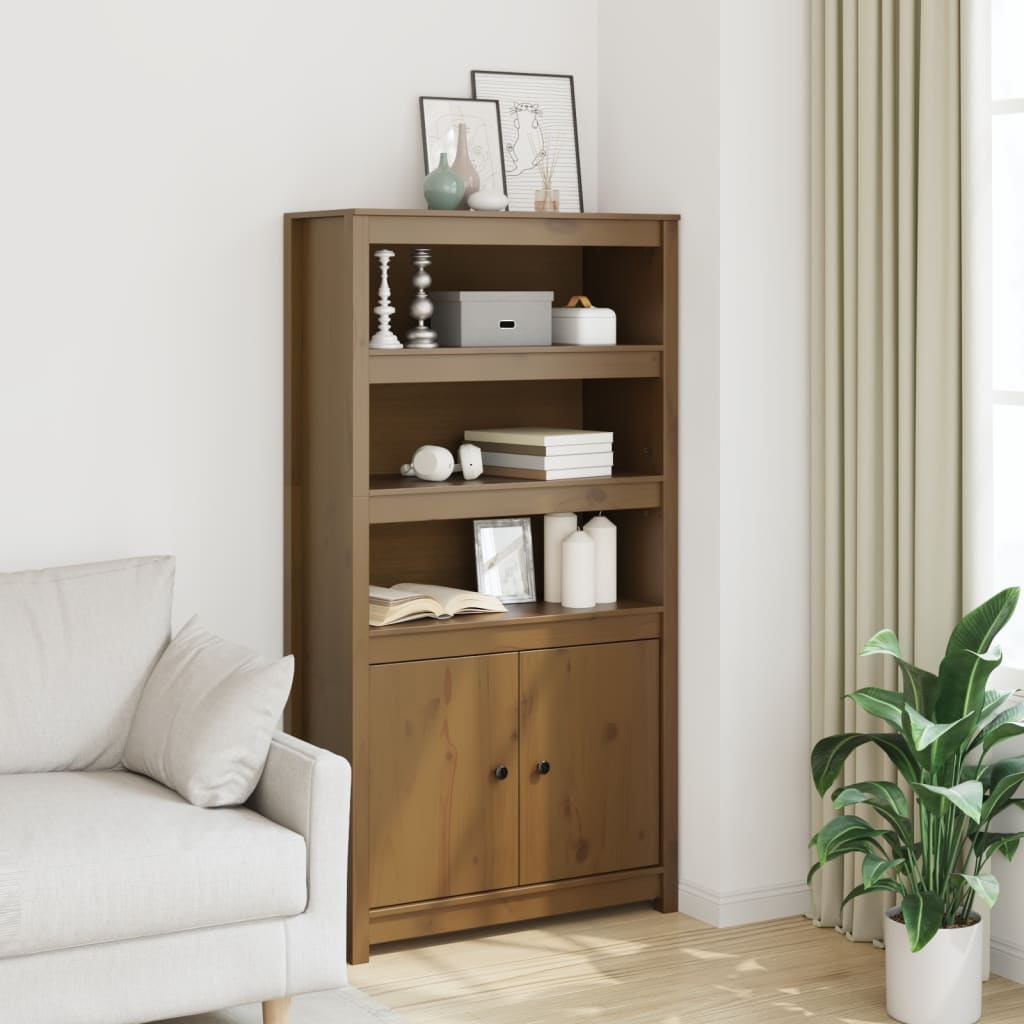 vidaXL Ντουλάπι Ψηλό Καφέ Μέλι 80x35x154 εκ. από Μασίφ Ξύλο Πεύκου