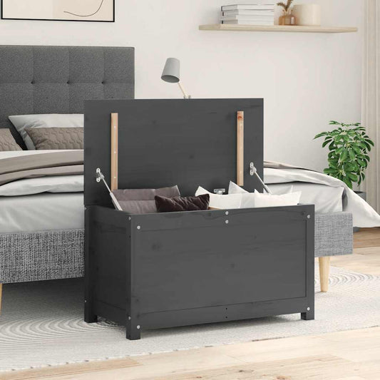 vidaXL Κουτί Αποθήκευσης Γκρι 80x40x45,5 εκ από Μασίφ Ξύλο Πεύκου