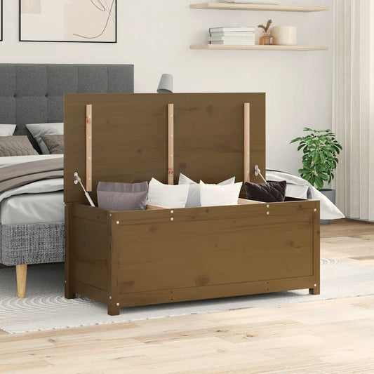 vidaXL Κουτί Αποθήκευσης Καφέ Μελί 110x50x45,5εκ από Μασίφ Ξύλο Πεύκου