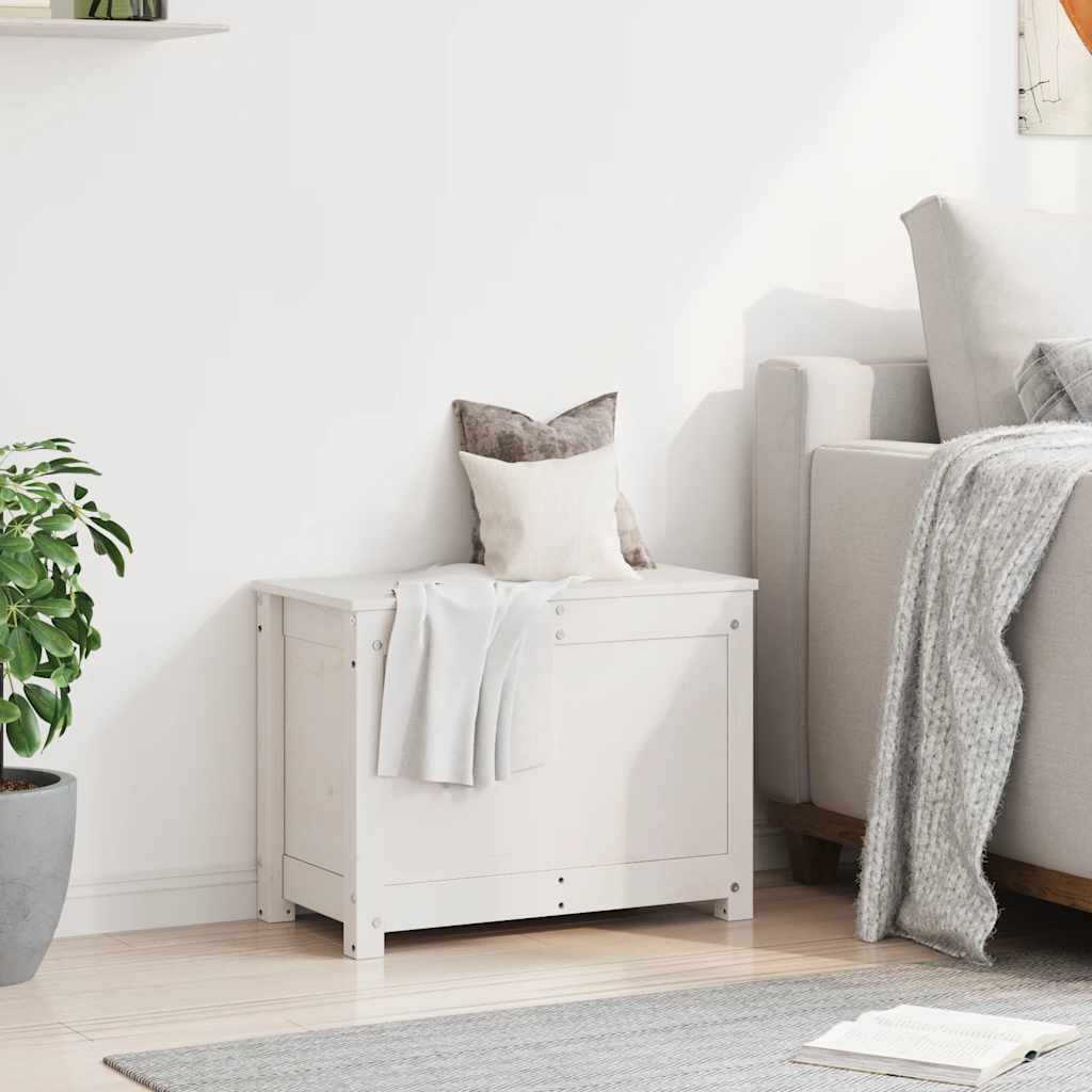 vidaXL Κουτί Αποθήκευσης Λευκό 60x32x45,5 εκ από Μασίφ Ξύλο Πεύκου