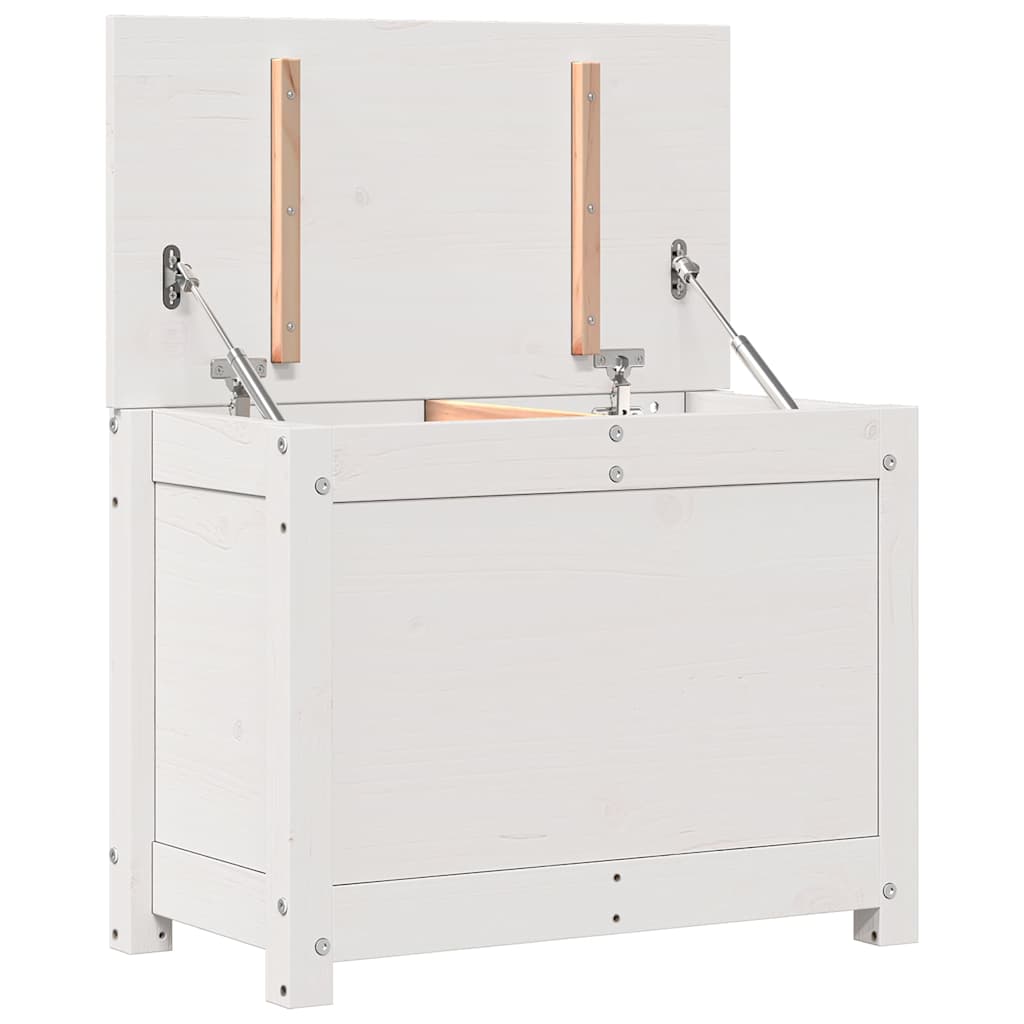 vidaXL Κουτί Αποθήκευσης Λευκό 60x32x45,5 εκ από Μασίφ Ξύλο Πεύκου