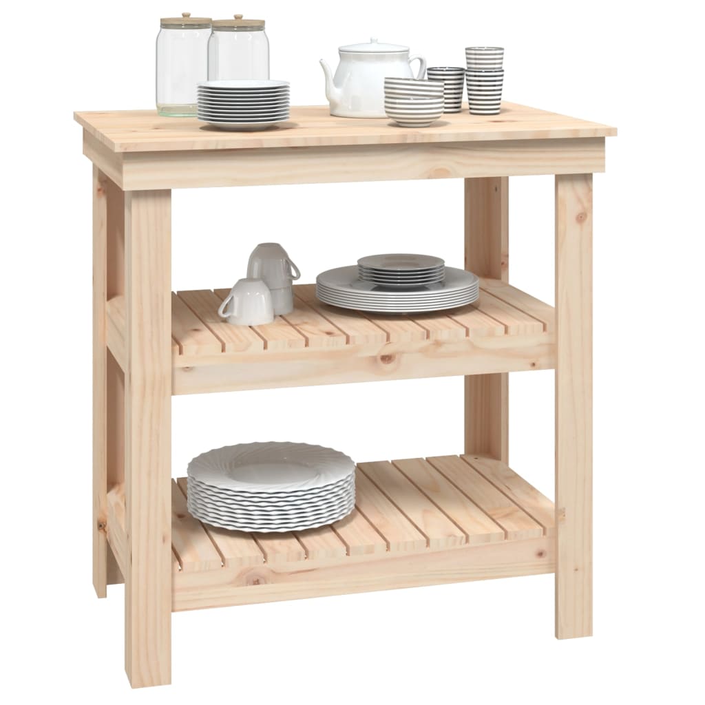 vidaXL Πάγκος Εργασίας 78,5 x 50 x 80 εκ. από Μασίφ Ξύλο Πεύκου