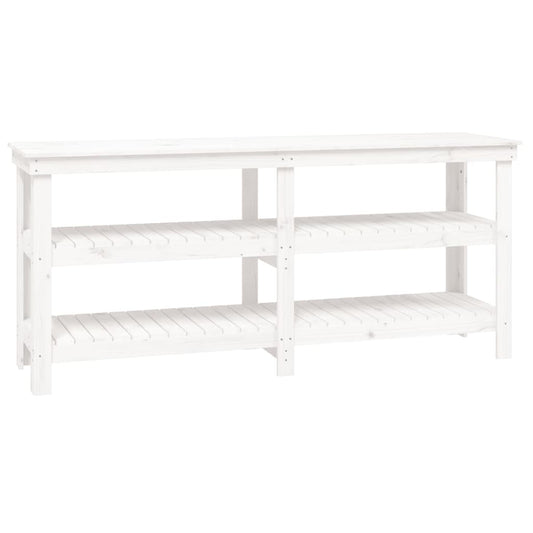 vidaXL Πάγκος Εργασίας Λευκός 181 x 50 x 80 εκ. από Μασίφ Ξύλο Πεύκου