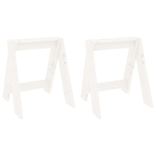 vidaXL Σκαμπό 2 Τεμ. Λευκή 40x40x45 εκ. από Μασίφ Ξύλο Πεύκου