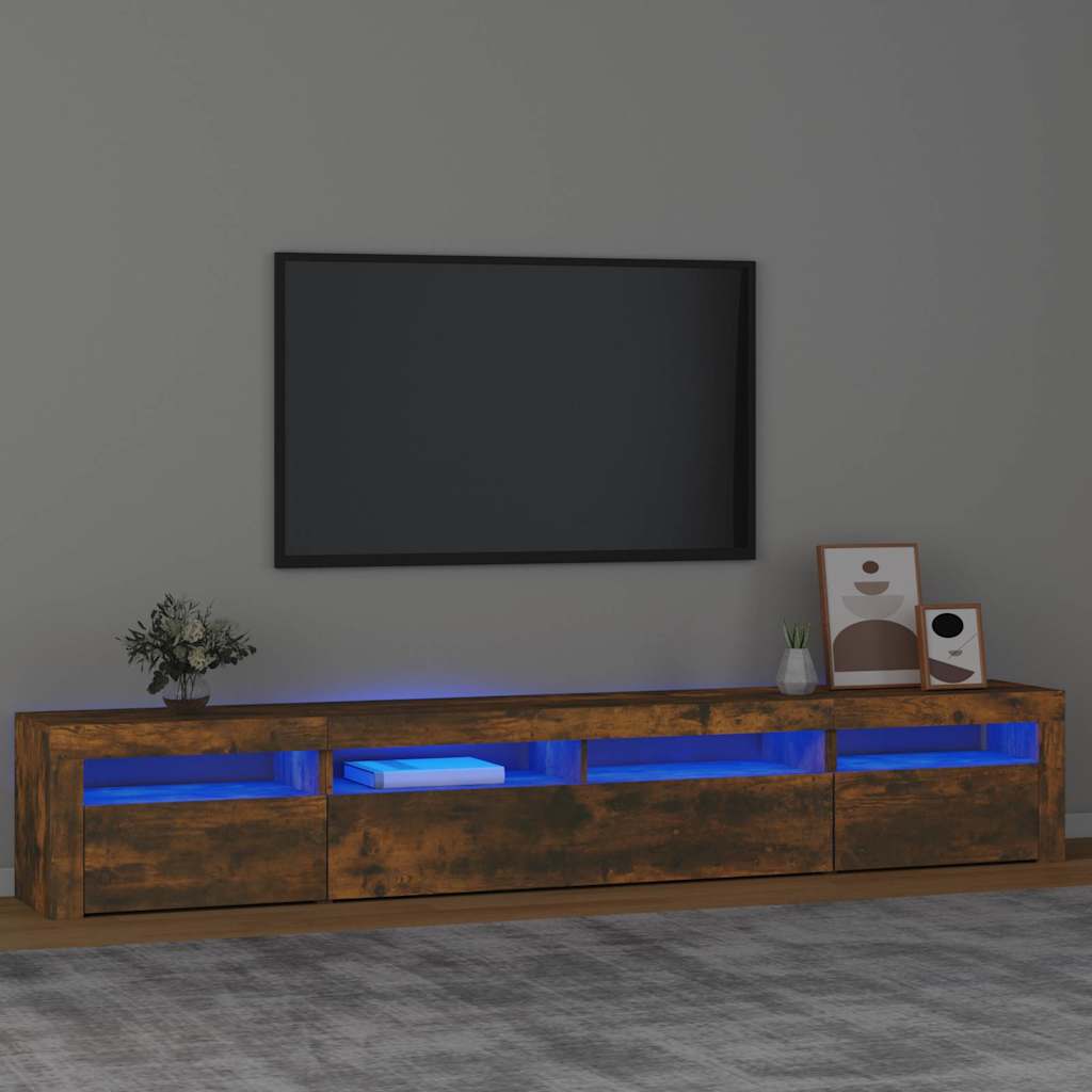 vidaXL Έπιπλο Τηλεόρασης με LED Καπνιστή Δρυς 240x35x40 εκ.