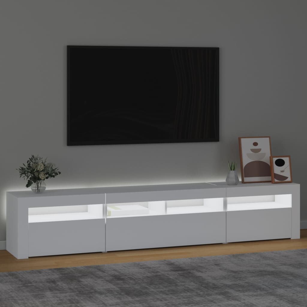 vidaXL Έπιπλο Τηλεόρασης με LED Λευκό 210x35x40 εκ.