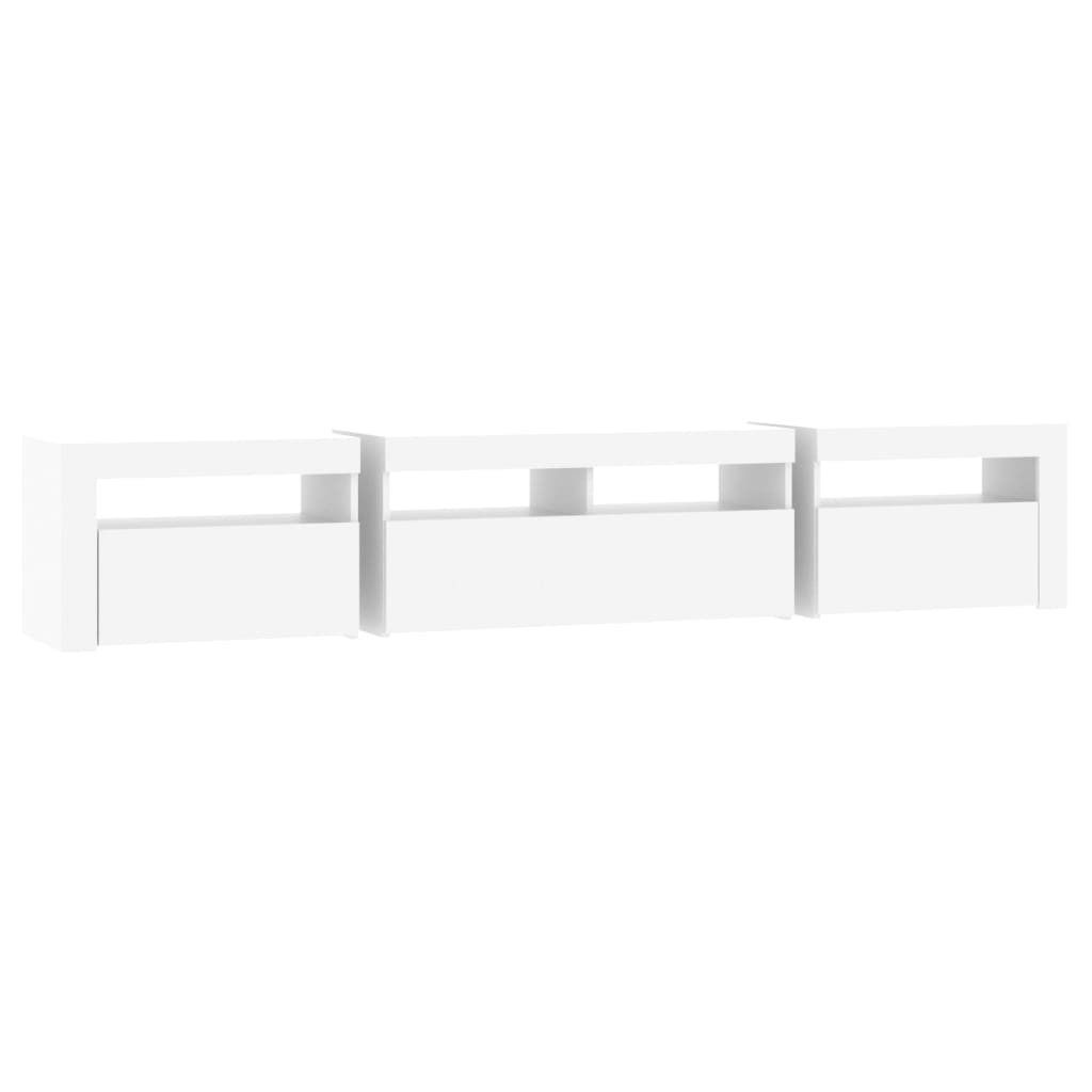 vidaXL Έπιπλο Τηλεόρασης με LED Λευκό 210x35x40 εκ.