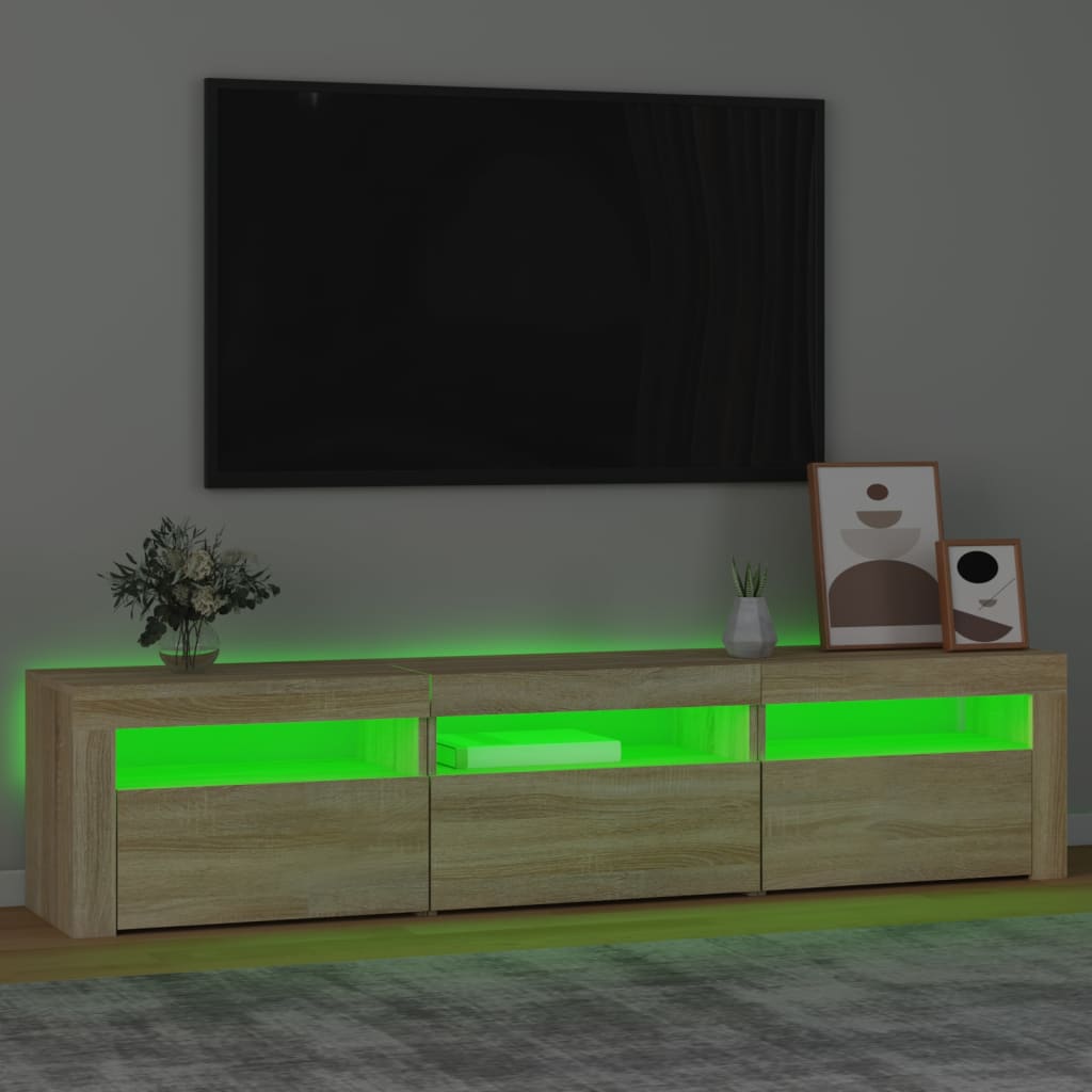vidaXL Έπιπλο Τηλεόρασης με LED Sonoma Δρυς 180x35x40 εκ.