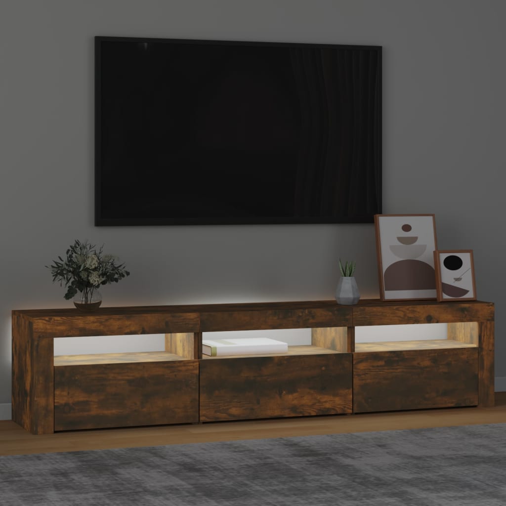 vidaXL Έπιπλο Τηλεόρασης με LED Καπνιστή Δρυς 180x35x40 εκ.