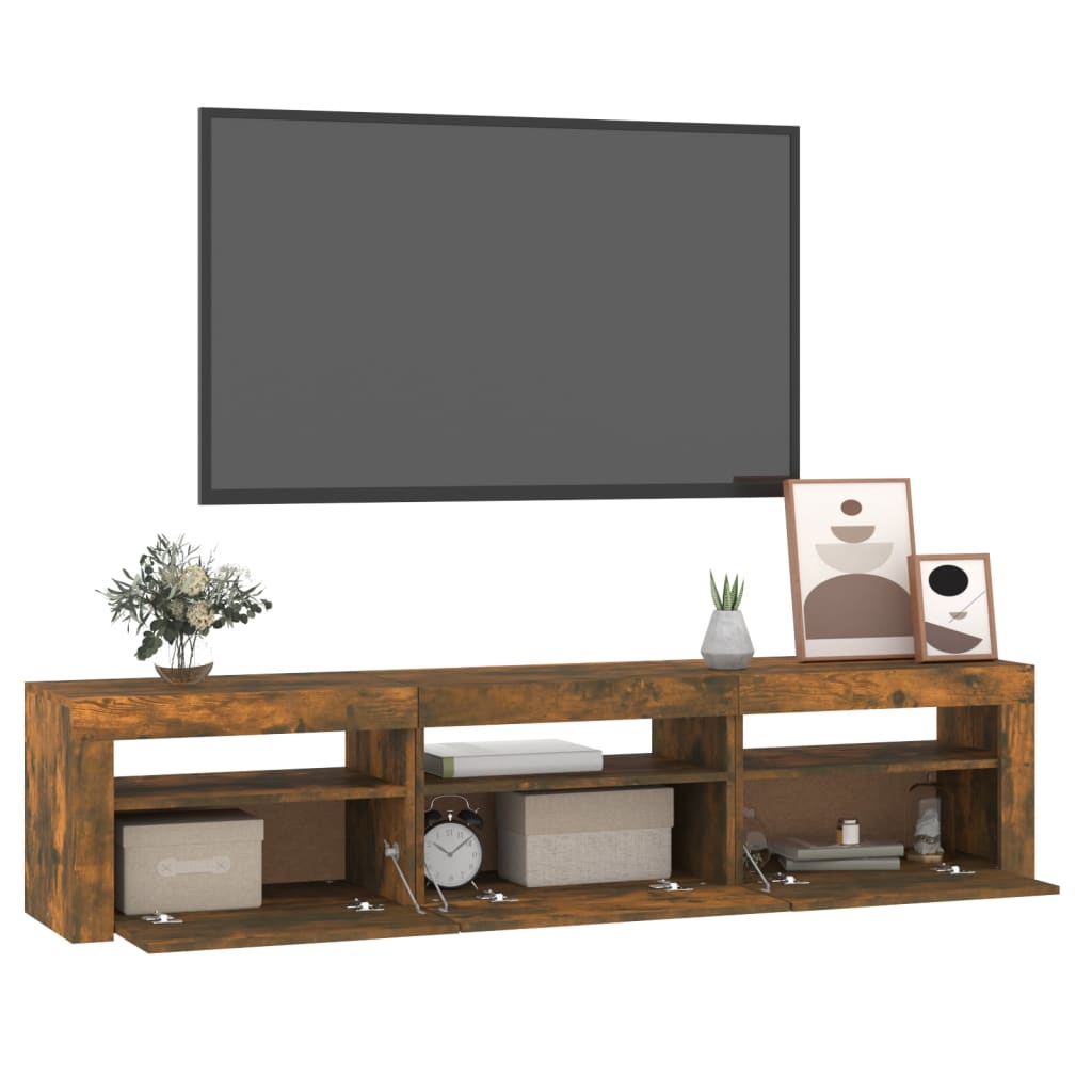 vidaXL Έπιπλο Τηλεόρασης με LED Καπνιστή Δρυς 180x35x40 εκ.