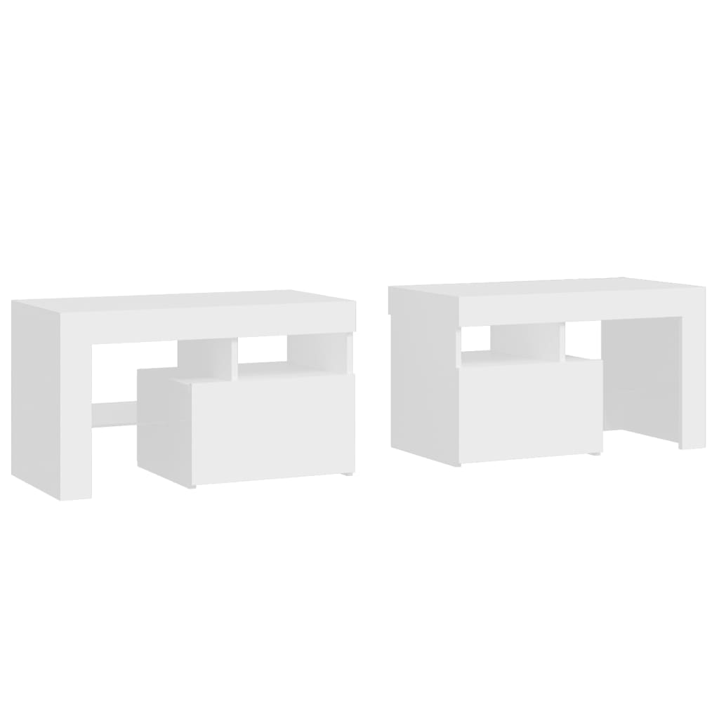 vidaXL Κομοδίνα 2 τεμ. με LED Λευκό 70 x 36,5 x 40 εκ.