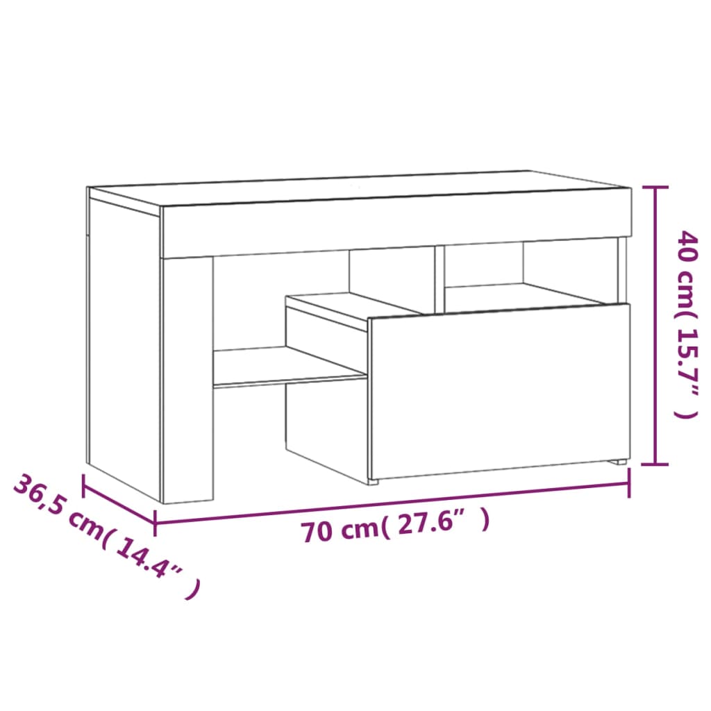 vidaXL Κομοδίνα 2 τεμ. με LED Λευκό 70 x 36,5 x 40 εκ.