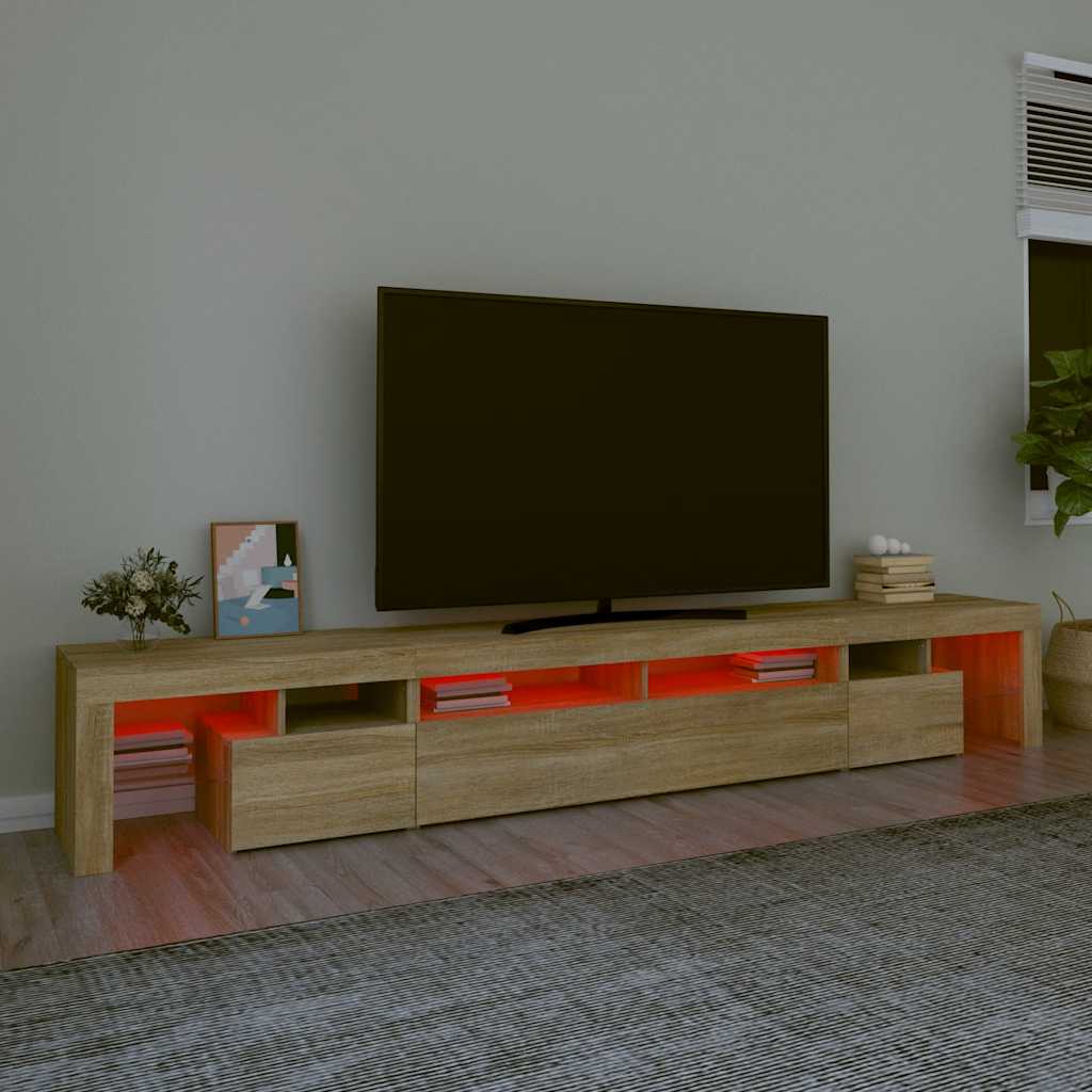 vidaXL Έπιπλο Τηλεόρασης με LED Sonoma Δρυς 260x36,5x40 εκ.
