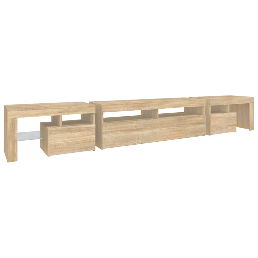 vidaXL Έπιπλο Τηλεόρασης με LED Sonoma Δρυς 260x36,5x40 εκ.