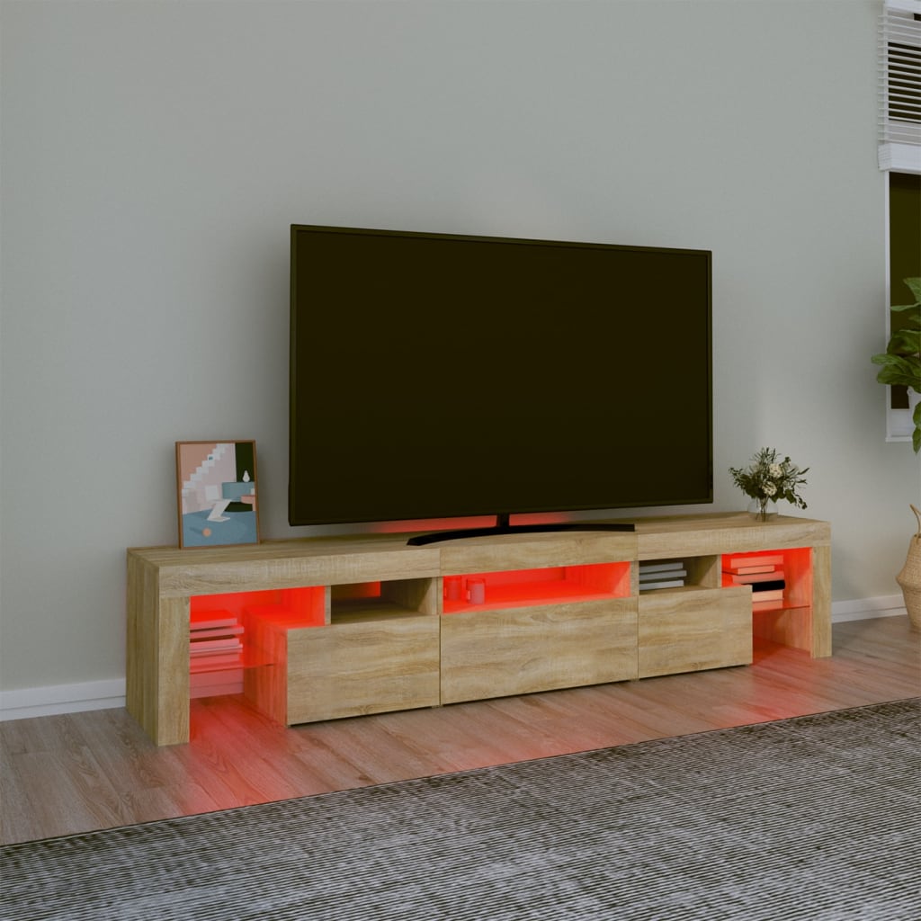 vidaXL Έπιπλο Τηλεόρασης με LED Sonoma Δρυς 200x36,5x40 εκ.