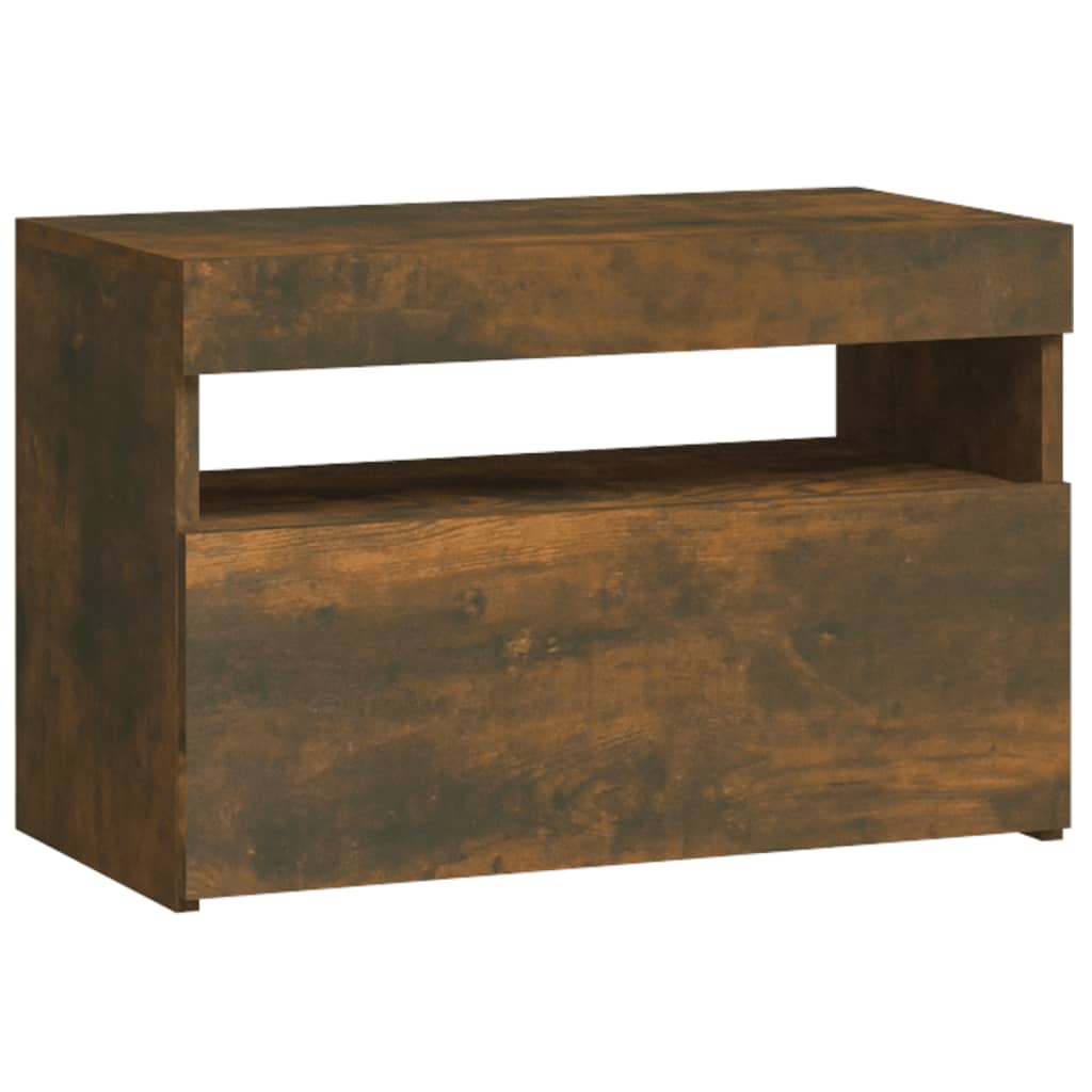 vidaXL Κομοδίνο με LED Καπνιστή Δρυς 60 x 35 x 40 εκ.