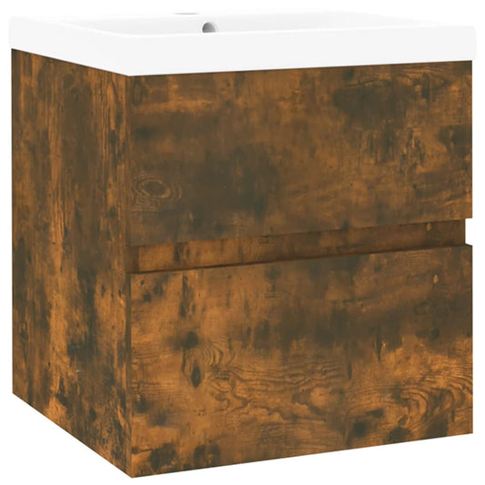 vidaXL Ντουλάπι Μπάνιου με Νιπτήρα Καπνιστή Δρυς Επεξεργασμένο Ξύλο