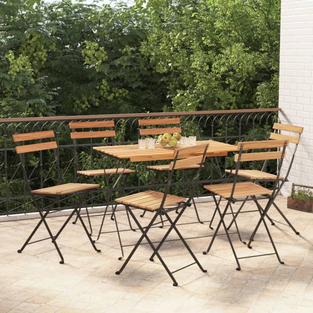 vidaXL Καρέκλες Bistro Πτυσσόμενες 6 τεμ. Μασίφ Ξύλο Teak και Ατσάλι