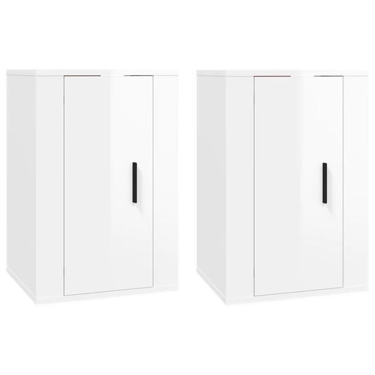 vidaXL Έπιπλα Τηλεόρασης Επιτοίχια 2 Τεμ. Γυαλ. Λευκό 40x34,5x60 εκ.