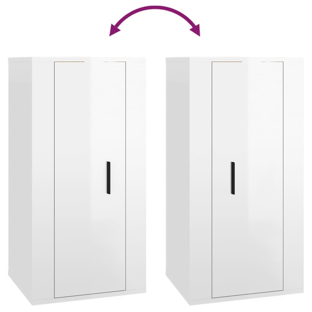 vidaXL Έπιπλο Τηλεόρασης Επιτοίχιο Γυαλιστερό Λευκό 40x34,5x80 εκ.