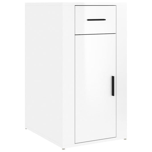 vidaXL Ντουλάπι Γραφείου Γυαλ. Λευκό 40x49x75 εκ. Επεξεργασμένο Ξύλο