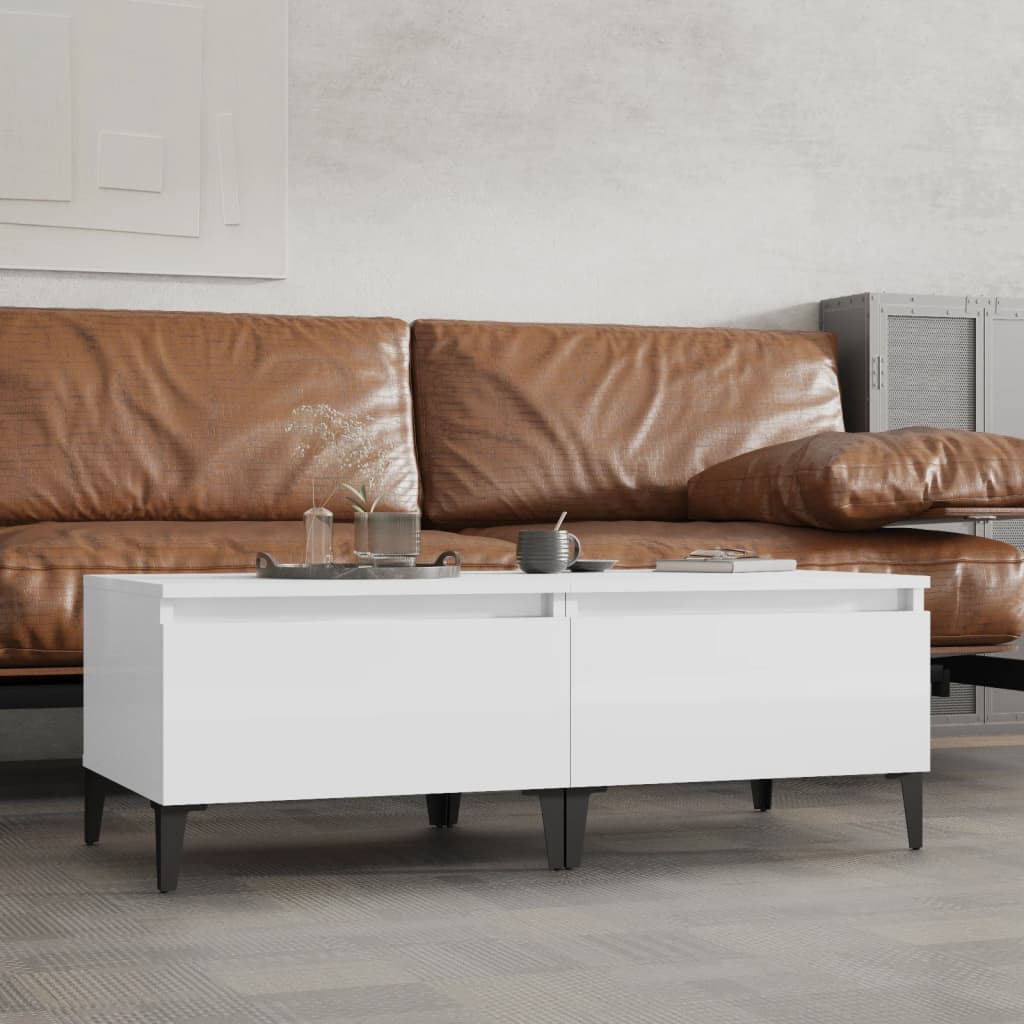 vidaXL Βοηθητικά Τραπέζια 2 τεμ. Γυαλ.Λευκό 50x46x35 εκ. Επεξ. Ξύλο