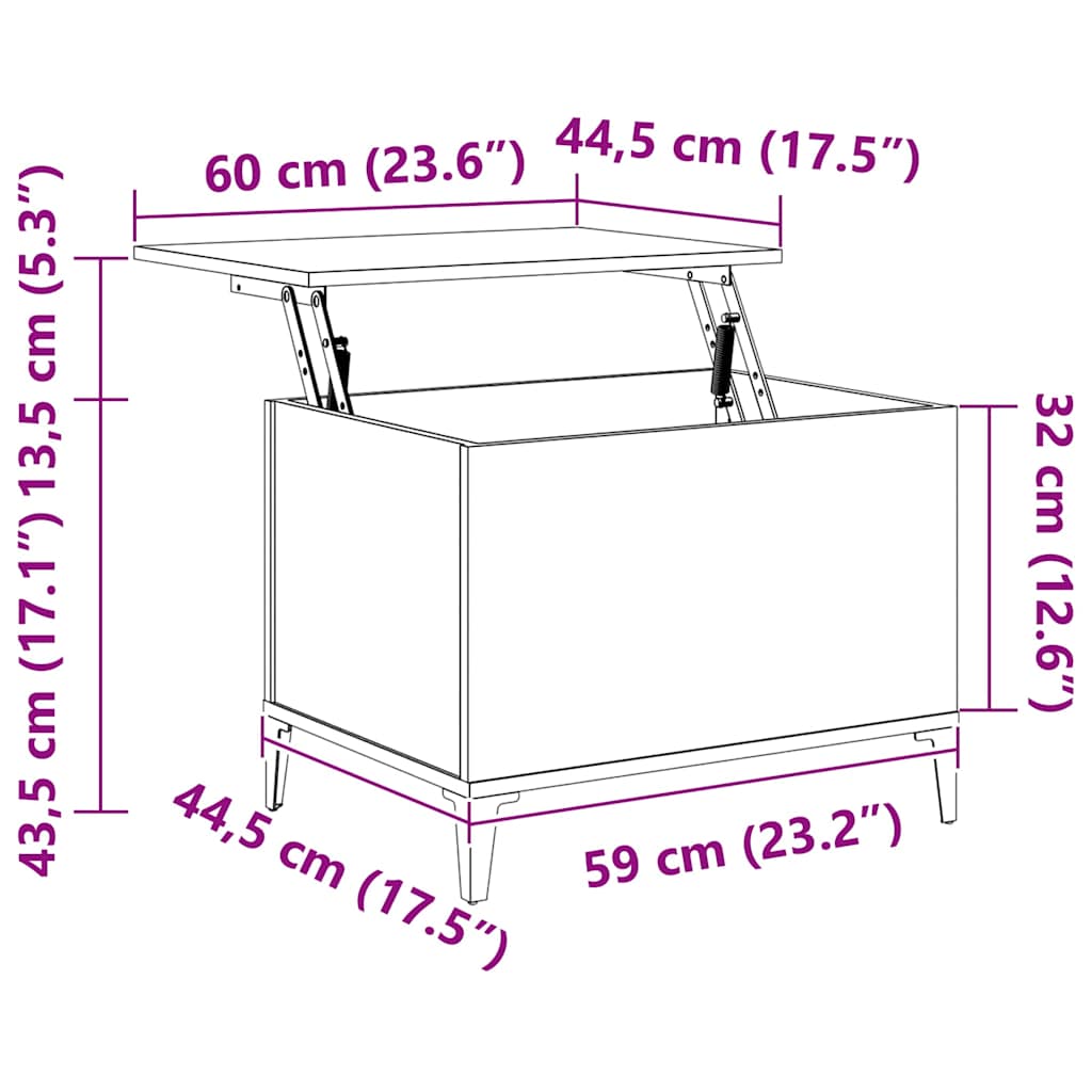 vidaXL Τραπεζάκι Σαλονιού Γκρι Σκυρ. 60x44,5x45 εκ. Επεξεργ. Ξύλο