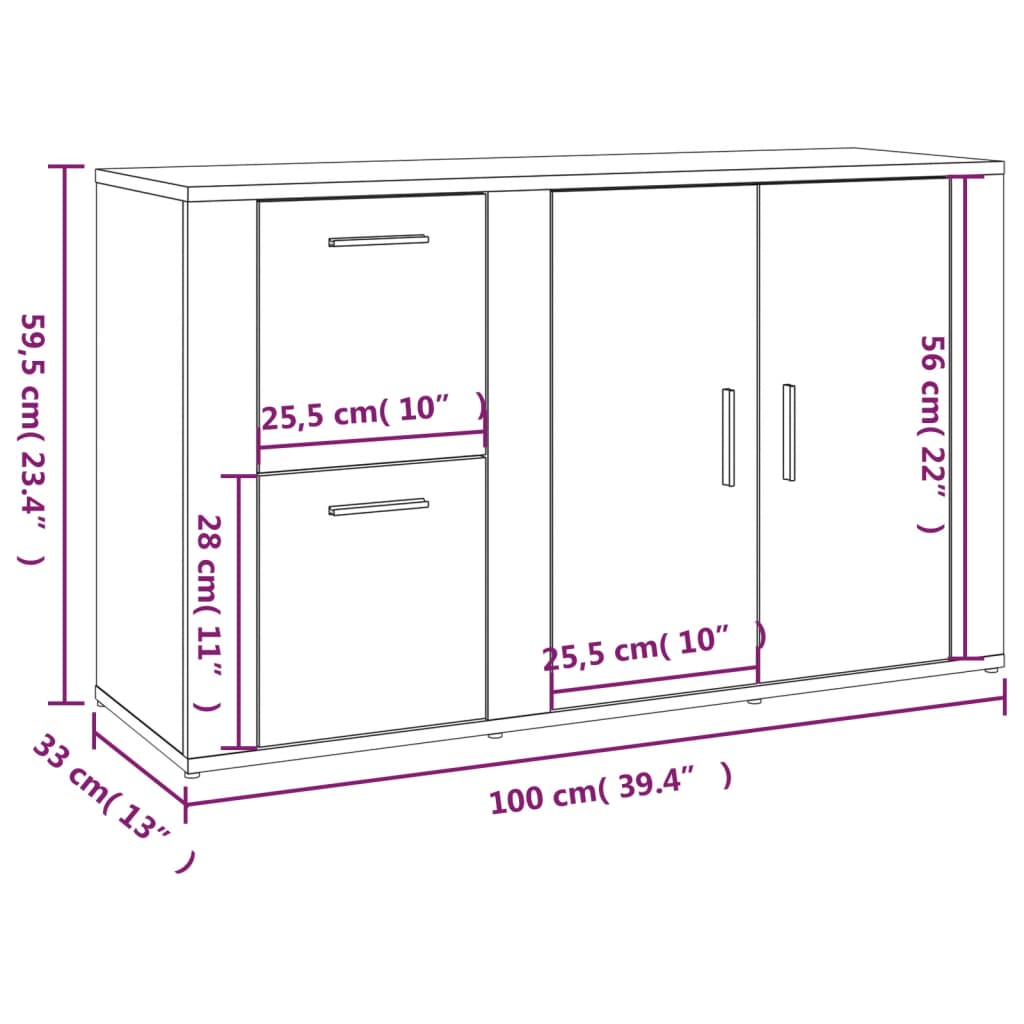 vidaXL Ντουλάπι Λευκό 100 x 33 x 59,5 εκ. από Επεξεργασμένο Ξύλο