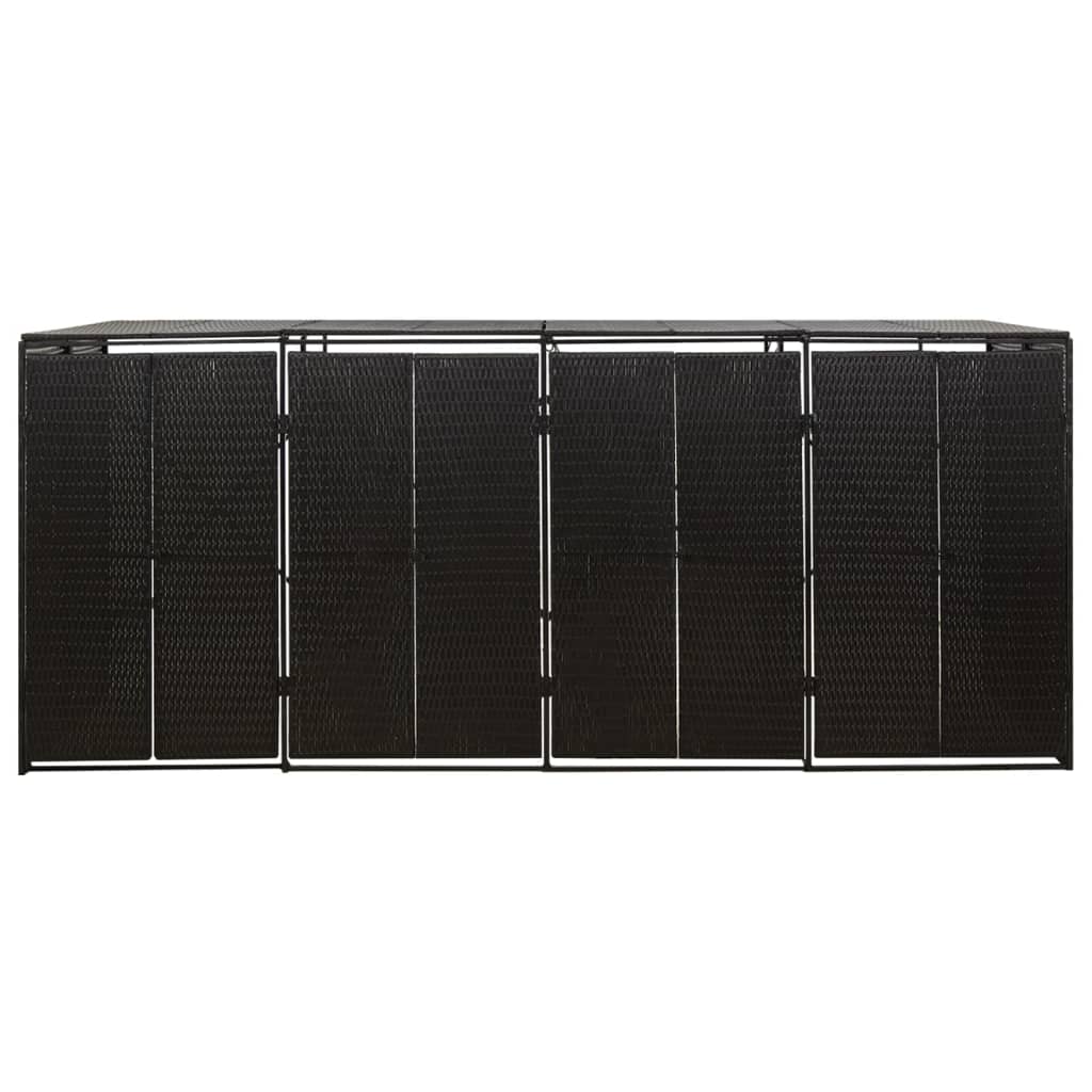 vidaXL Πλαίσιο για Κάδο Απορρ. με Ρόδες Μαύρο 274x80x117εκ Συνθ. Ρατάν