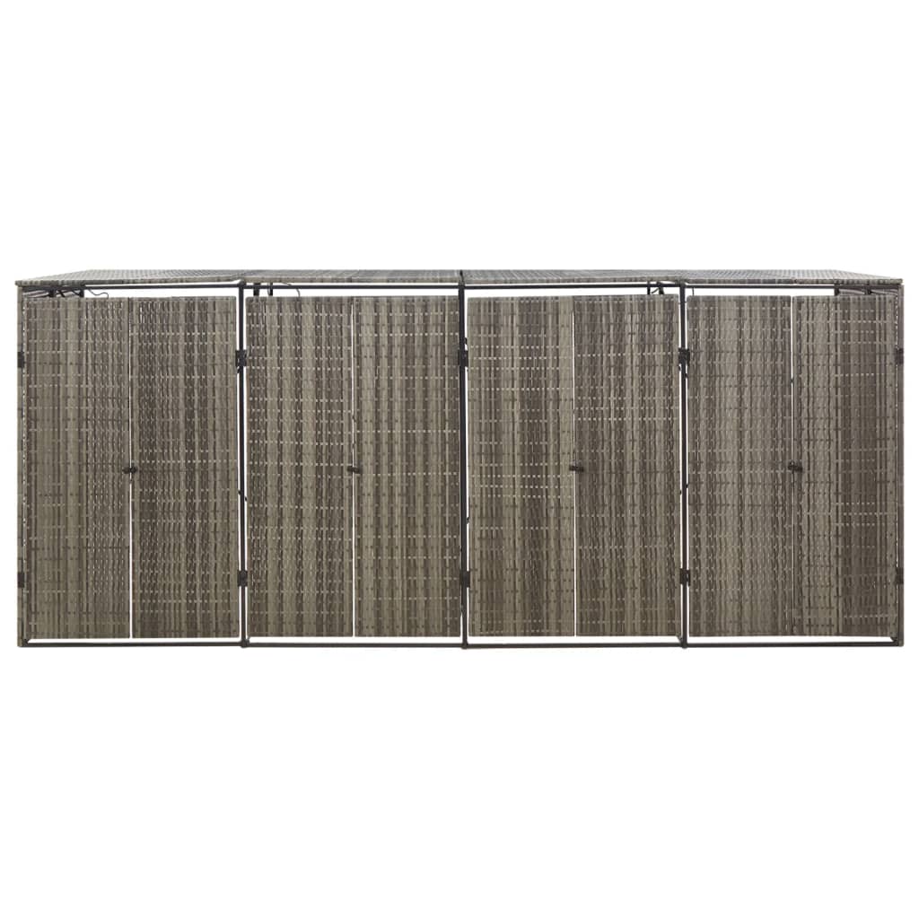 vidaXL Πλαίσιο για Κάδο Απορρ. με Ρόδες Γκρι 274x80x117 εκ Συνθ. Ρατάν