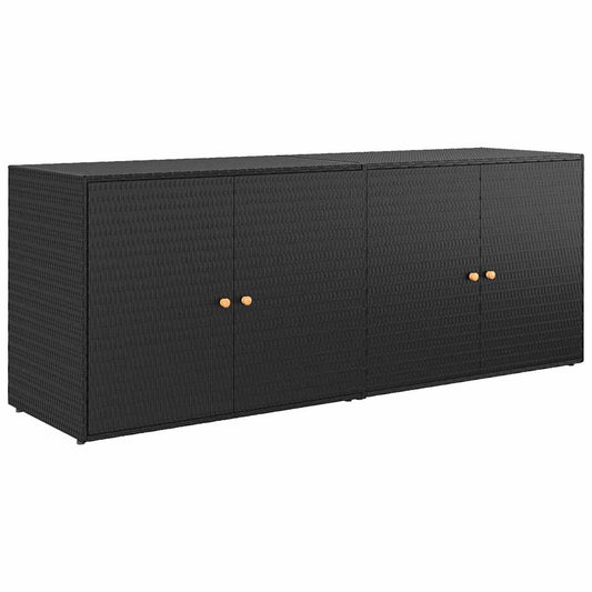 vidaXL Ντουλάπι Αποθήκευσης Κήπου Μαύρο 198 x 55,5 x 80 εκ. από Συνθετικό Ρατάν