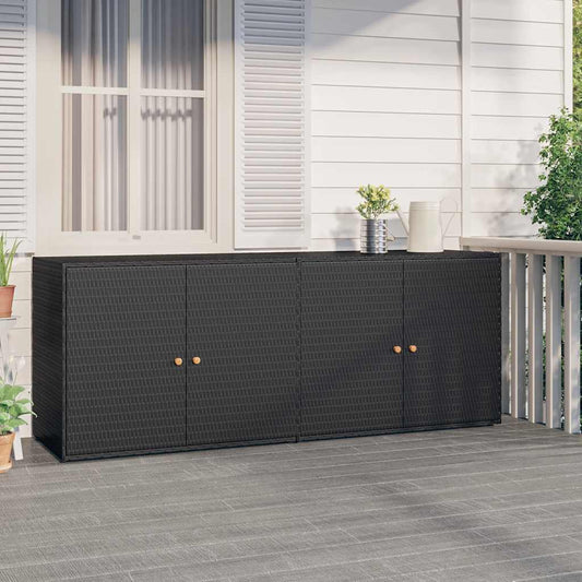 vidaXL Ντουλάπι Αποθήκευσης Κήπου Μαύρο 198 x 55,5 x 80 εκ. από Συνθετικό Ρατάν