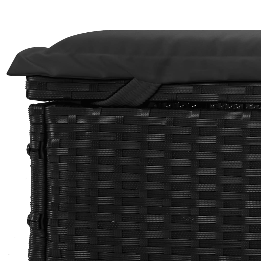 vidaXL Ξαπλώστρα 1 Τεμ. Μαύρη 201x55x62εκ. Συνθετικό Ρατάν με Μαξιλάρι