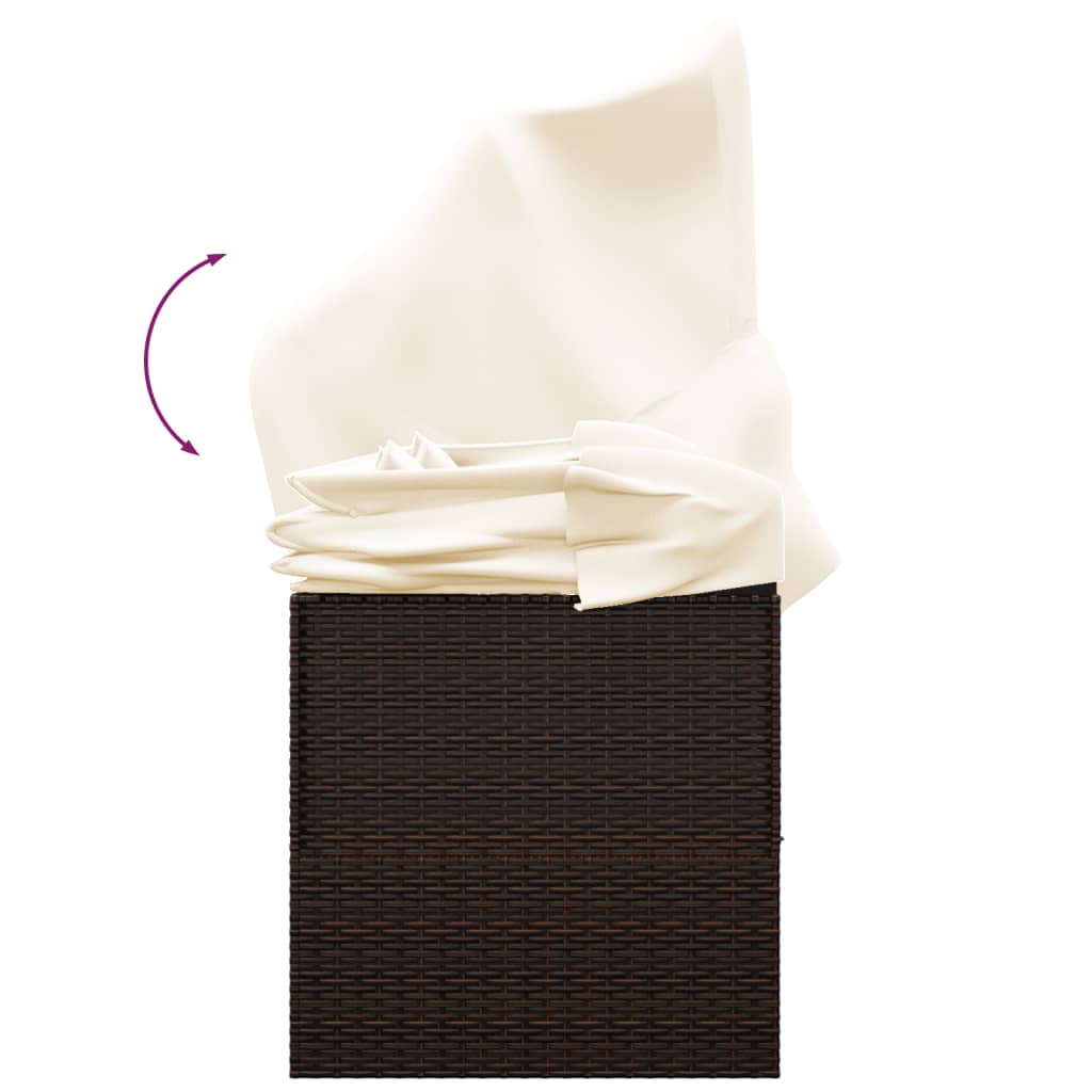 vidaXL Καναπές Εξωτερικού Χώρου με Οροφή & Μαξιλάρια Καφέ Συνθ. Ρατάν