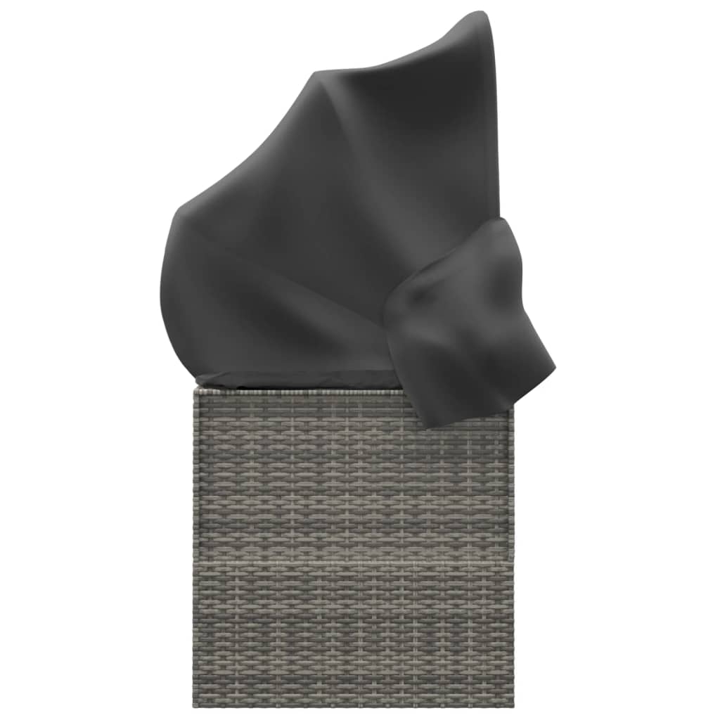 vidaXL Καναπές Εξ. Χώρου Γκρι Συνθετικό Ρατάν με Οροφή & Μαξιλάρια