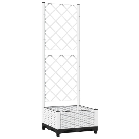 vidaXL Ζαρντινιέρα Κήπου με Καφασωτό Λευκή 40x40x121,5 εκ. Πολυπροπ.
