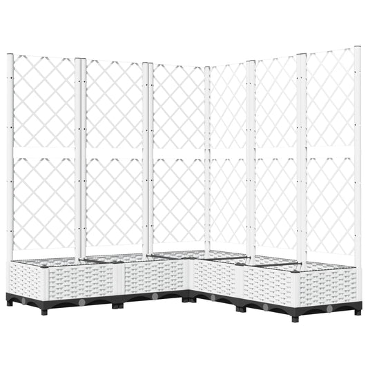 vidaXL Ζαρντινιέρα Κήπου με Καφασωτό Λευκή 120x120x121,5 εκ. Πολυπροπ.