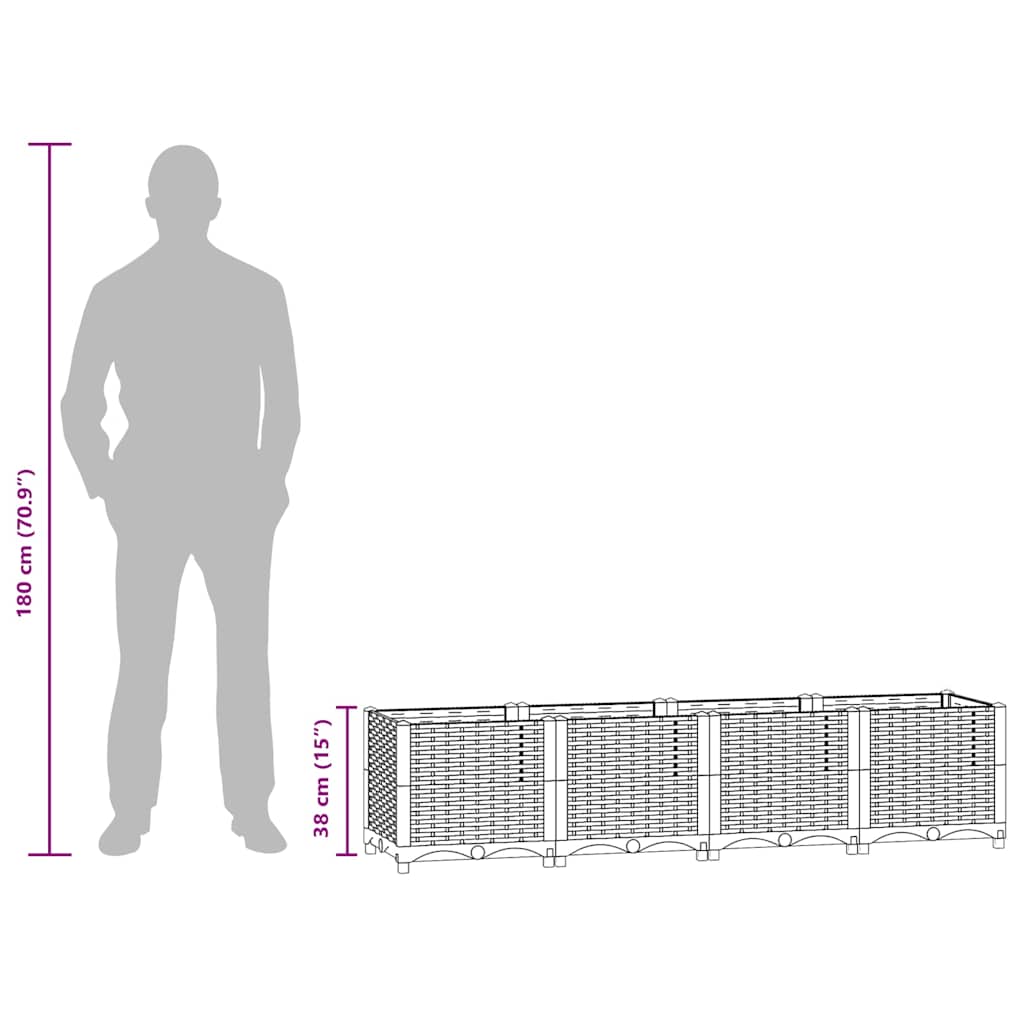 vidaXL Ζαρντινιέρα 160 x 40 x 38 εκ. από Πολυπροπυλένιο