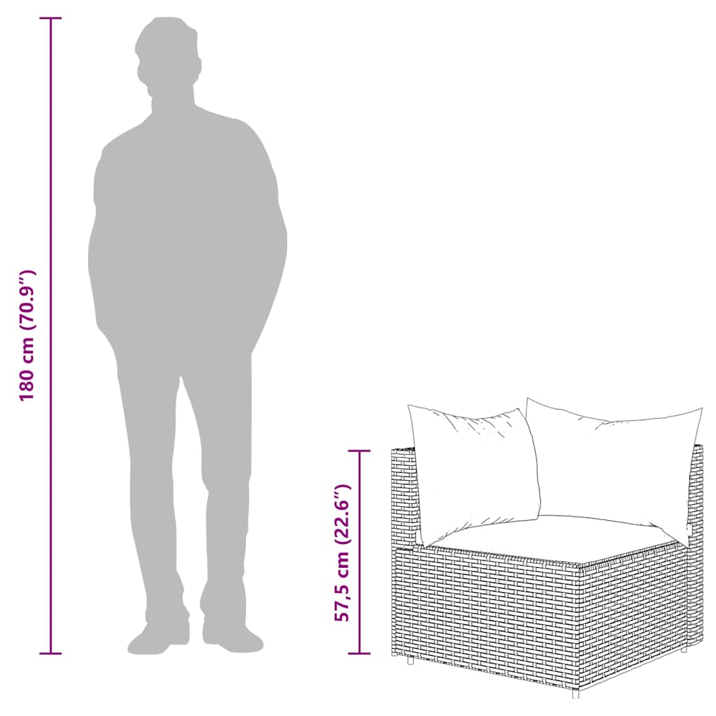 vidaXL Καναπέδες Κήπου Γωνιακοί 2 τεμ. Γκρι Συνθ. Ρατάν με Μαξιλάρια