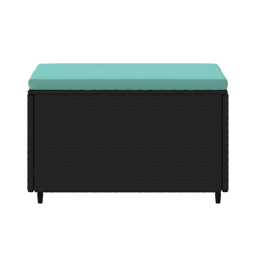 vidaXL Υποπόδιο Κήπου Μαύρο από Συνθετικό Ρατάν με Μαξιλάρι