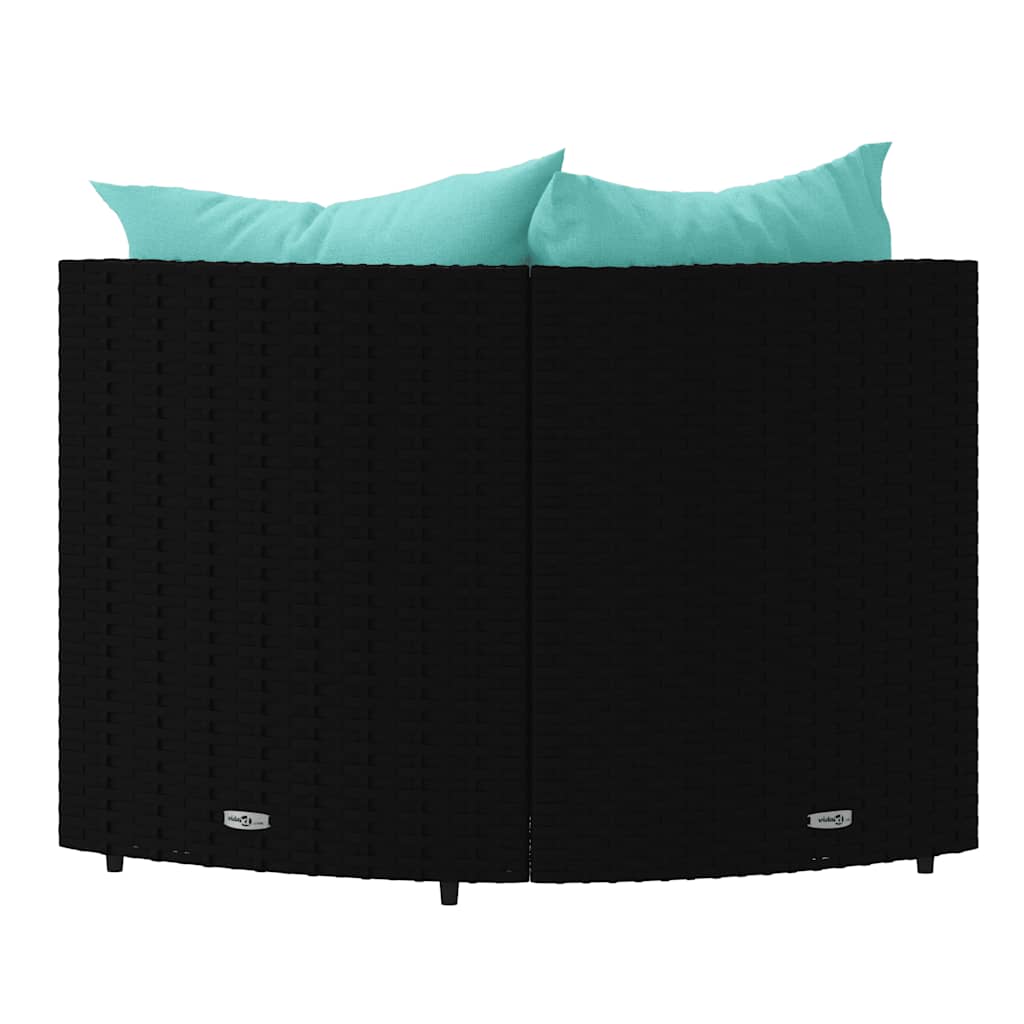 vidaXL Καναπέδες Κήπου Γωνιακοί με Μαξιλάρια 2 τεμ. Μαύρο Συνθ. Ρατάν