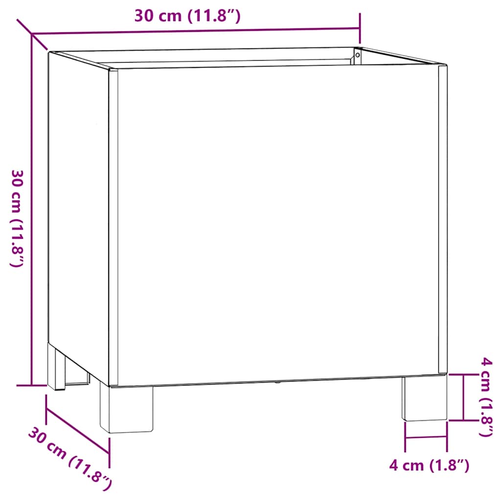vidaXL Ζαρντινιέρα με Πόδια Σκουριασμ. 30x30x30 εκ. Ατσάλι από Κορτέν
