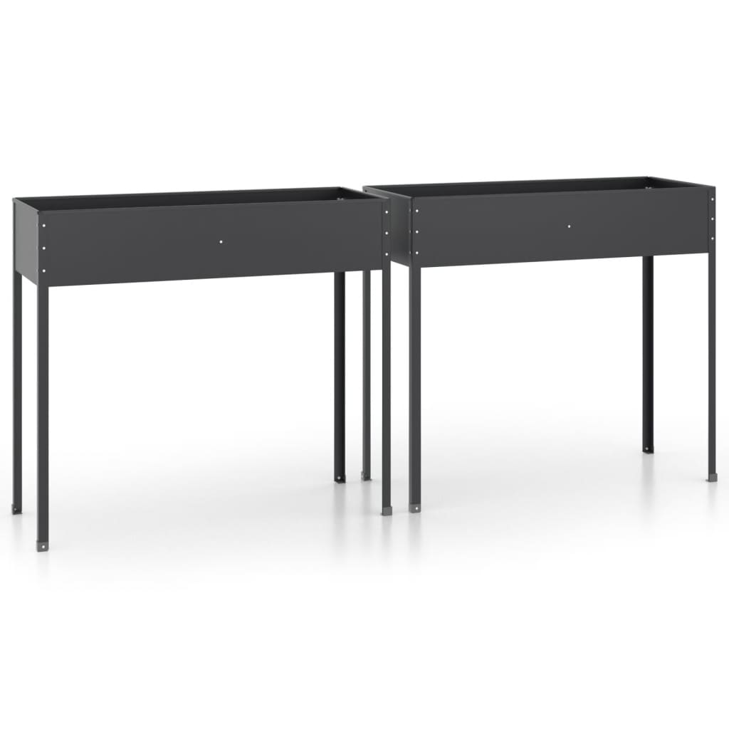 vidaXL Ζαρντινιέρες Κήπου 2 τεμ. Ανθρακί από Γαλβανισμένο Ατσάλι