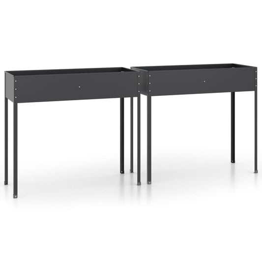 vidaXL Ζαρντινιέρες Κήπου 2 τεμ. Ανθρακί από Γαλβανισμένο Ατσάλι