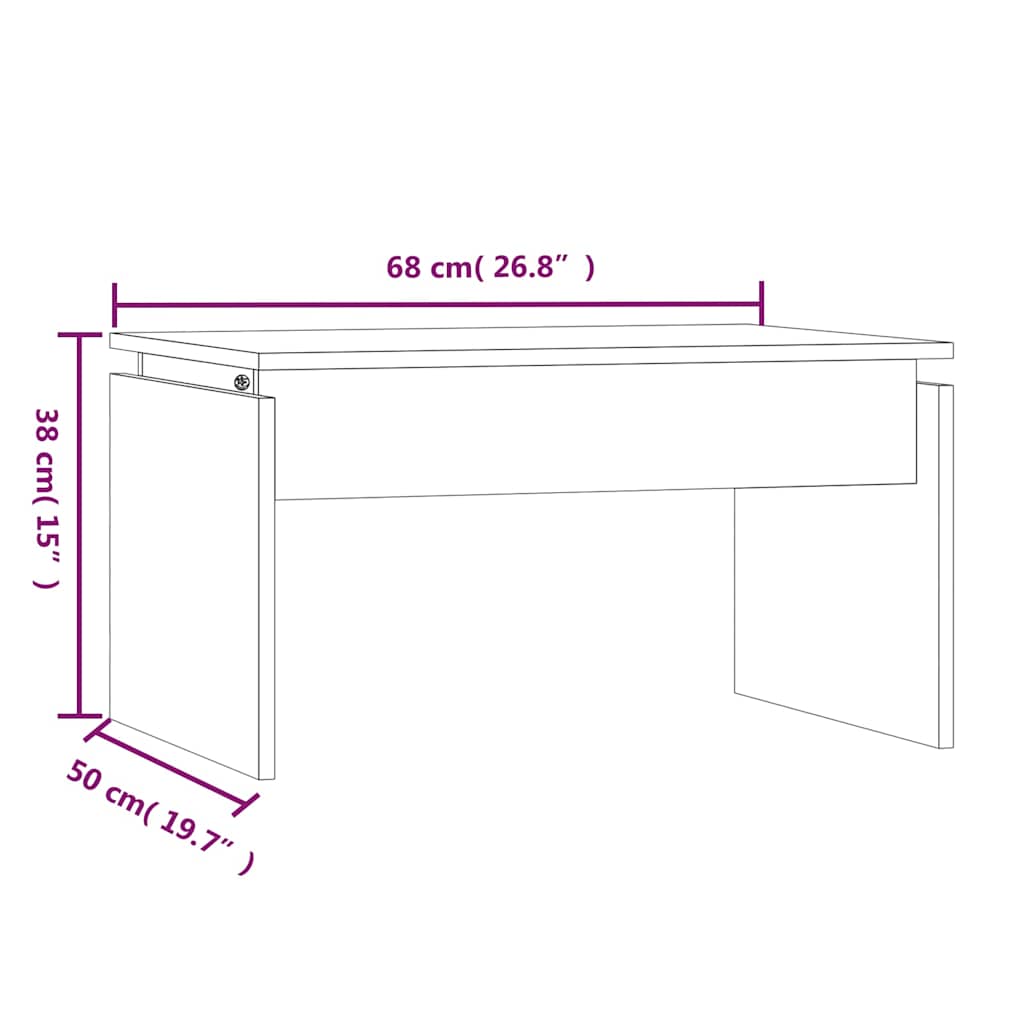 vidaXL Τραπεζάκι Σαλονιού Καπνιστή Δρυς 68x50x38 εκ. Επεξεργ. Ξύλο