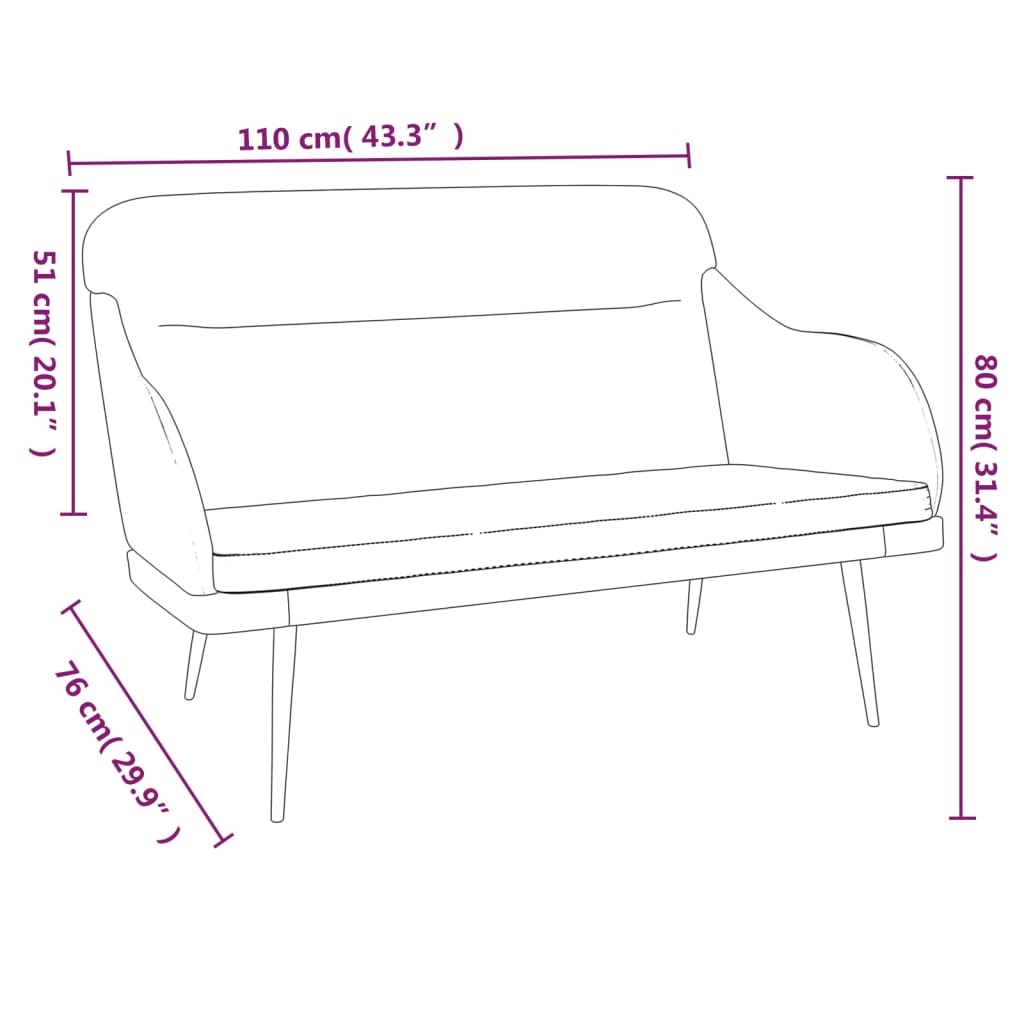 vidaXL Πάγκος Ροζ 110x76x80 εκ. Βελούδινος