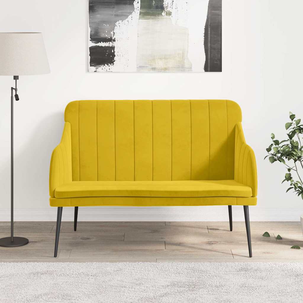 vidaXL Πάγκος Κίτρινο 110x76x80 εκ. Βελούδινος