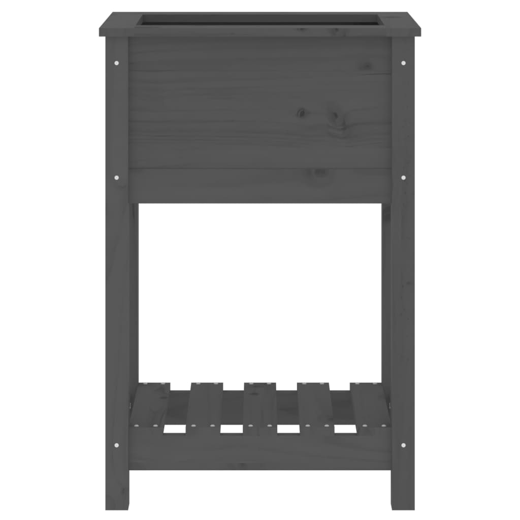 vidaXL Ζαρντινιέρα με Ράφι Γκρι 54x34,5x81 εκ. Μασίφ Ξύλο Πεύκου