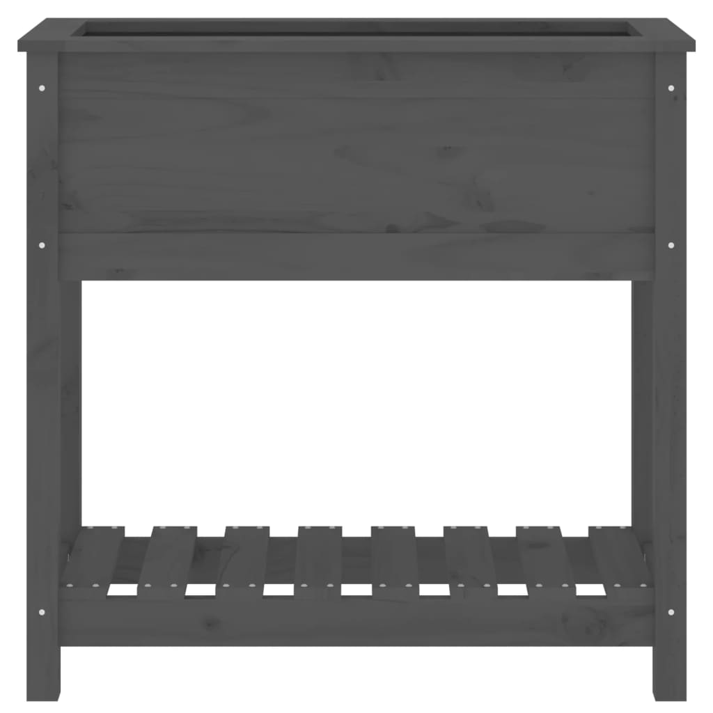 vidaXL Ζαρντινιέρα με Ράφι Γκρι 82,5x34,5x81 εκ. Μασίφ Ξύλο Πεύκου